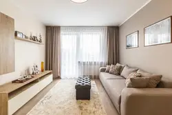 Decoration of windows in the living room in a modern style photo
