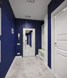 Blue hallway design photo