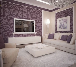 Purple living room design photo