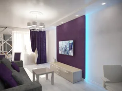 Purple living room design photo