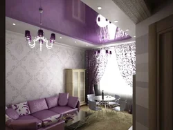 Purple living room design photo