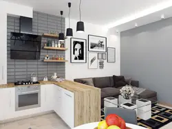 Studio 13 sq m design photo with kitchen