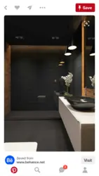 Bath design in black with wood