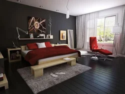 Dark Floor In The Bedroom Interior Photo