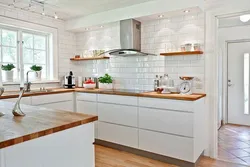 Kitchen wall design without upper cabinets