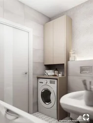 Bathroom design with vertical washing machine