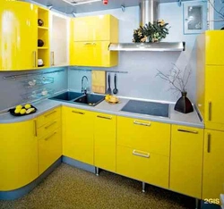 Blue and yellow kitchen design