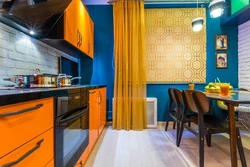 Blue and yellow kitchen design