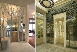 Living room wall design with mirrors