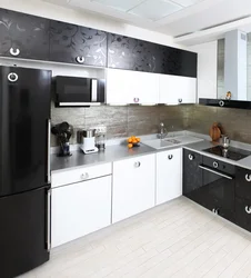 Kitchen design black and white gray tones