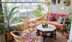 Loggia interior design with flowers