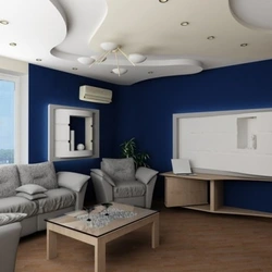 Blue and white living room design