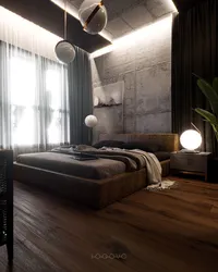 Bedroom interior loft wood