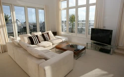 Apartment interiors floor-to-ceiling windows