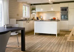 Photo of a kitchen with wood flooring