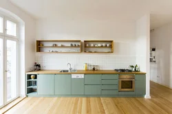 Kitchen interior design without wall cabinets