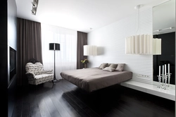 Bedroom interior with white walls