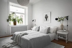 Bedroom interior with white walls
