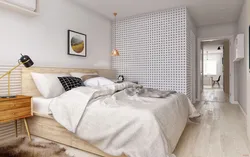 Bedroom interior with white walls