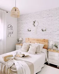 Bedroom interior with white walls