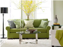 White-Green Living Room Photo