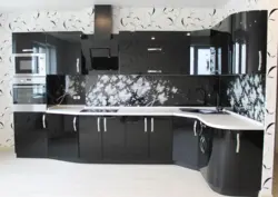 Интерьер Кухни С Черной Белым Фартуком Фото