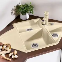 Stone sink for kitchen interior