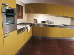 Kitchen interior yellow brown