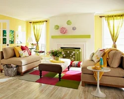 Green yellow living room photo