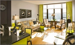 Green yellow living room photo