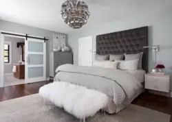 Bedroom Interior With Gray Bed