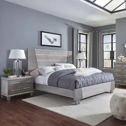 Bedroom Interior With Gray Bed