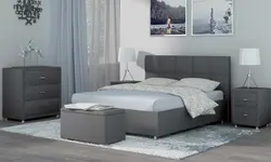 Интерьер Спальни С Кроватью Серого Цвета