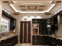 Интерьер кухни потолок гипсокартон