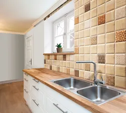 Tiles behind slabs in the kitchen photo