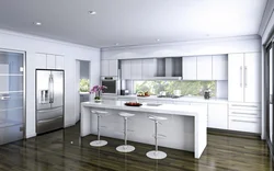 Glossy kitchens on the entire wall photo