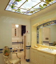 Suspended ceiling in the bathroom photo