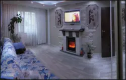 Гостиная в квартире с камином реальные фото