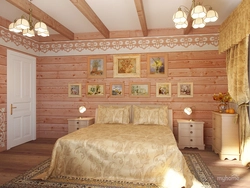 Сучасны дызайн спальні для драўлянага дома