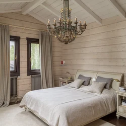 Modern bedroom design for a wooden house