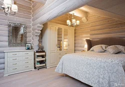 Modern bedroom design for a wooden house