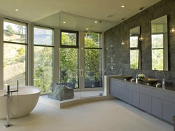 Bathroom tile design with window