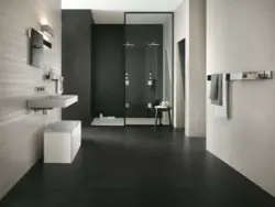 White Bathroom With Gray Floor Design