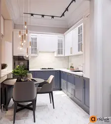 Design of a small kitchen in an apartment in light colors