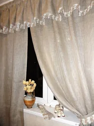 Linen curtains for the kitchen photo