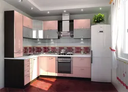 Kiçik Çəhrayı Mətbəx Dizayn Fotoşəkili