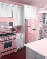 Small Pink Kitchen Design Photo