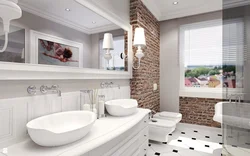 Rectangular bathroom in the interior photo