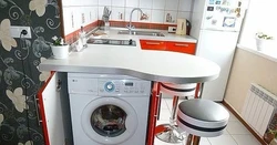 Design Of A Small Kitchen 5 Meters With A Refrigerator And A Washing Machine