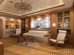 Интерьер гостиной морской